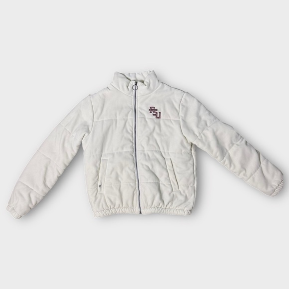FSU Florida State Seminoles Cream Quilted Puffer Full-Zip Jacket - Picture 1 of 5